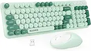 Wireless Keyboard and Mouse, 2.4 GHz Wireless Keyboard and Mouse Combo Full-Sized Keycaps Retro Typewriter Keyboard, USB Receiver Plug and Play for PC,Mac,Laptop,Tablet,Computer Windows(Green)
