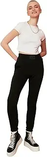 [Trendyol] Women's Black Nerve Detailed Basic Jogger Scheduled Knitted Tracksuit Sweatpants