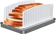 Upgrade Bread Slicer for Homemade Bread, XICEN Bread Slicing Cutting Guide Adjustable Width Length, Foldable & Compact Bread Cutter with Crumb Tray for Homemade Bread Bagels Cakes