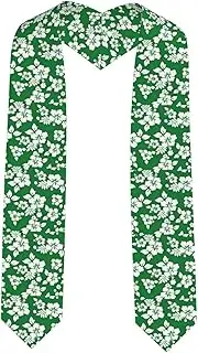 [SKKNT] Hawaii Flower Print Graduation Shawl Stole For Academic Commencements Honor Sash Congratulations Gift, Sharp Corner, One Size