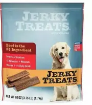 Jerky Treats Tender Beef Strips Dog Snacks Vitamins Minerals Omega 3 60 oz 1.7kg
