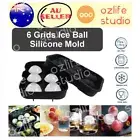 6 Large Silicone Ice Ball Maker Cube Tray Sphere Mold Whiskey Round Mould DIY AU