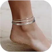 [choice of all] Silver Ankle Bracelets for Women Layered Silver Anklets for Women Trendy