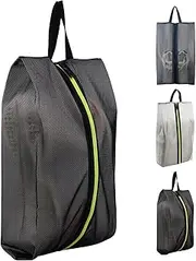 [Winmany] Shoe Bags for Travel Storage, Water Resistant TPU Mesh Travelling Sneaker Bag, Large Shoes Packing Organizer for Machine Washing Shoe Pouch with Zipper (Black)