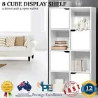 Display Shelf 8 Cube Storage 4 Door Cabinet Organiser Shelves Bookshelf Unit NEW