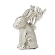 6pc Pilbeam Living Rabbit Silver Tableware/Party Cocktail Picks With Stand Set
