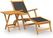 Camping Sunloungers Reclining Patio ChairsSolid Acacia Wood Outdoor Deck Chair with Table