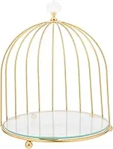 Cabilock Golden Bird Cage Cake Stand Elegant Bird Cage Shaped Dessert Tray Metal Cupcake Display Rack Decorative Weddings Platter for Serving Cakes Appetizers Fruit Salads
