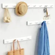 White Coat Hooks Wall Mount for Hanging 4 Pack, 16 Inch Wood Entryway Coat Ra...