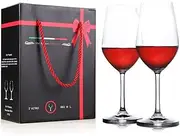 Red Wine Glasses Crystal Set of 2- Premium Crystal Wine Glasses Hand Blown-460ML,Thin Rim,Long Stem,Perfect for Red or White,Daily Use,Unique Wedding Anniversary or Birthday Gift (460ML)