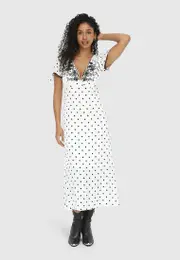 [Belle & Bloom] You & I Polka Dot Midi Dress - Black/White