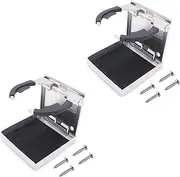 NUZAMAS Set of 2 304 Stainless Steel Cup Holders, Adjustable, Folding Drink Cup Bottle Coffee Holder with Tray, for Marine Boat Truck RV Caravan Camper Trailer