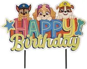 dekora - Cake Decoration Birthday | Happy Birthday Cake Topper Paw Patrol Made of Paper - 17.5 x 15 cm, Yellow