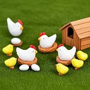 Exasinine Easter Mini Miniature Figurines Fairy Garden Miniature Moss Landscape DIY Terrarium Crafts Ornament Accessories for Home Décor (Chicken Family, Set of 24)