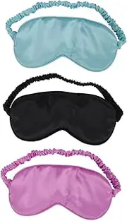 GOOHOCHY 3Pcs Silk Satin Sleeping Eye Mask Double Sided Soft Silk Blindfolds with Elastic Strap for and Comfortable Sleep for Travel and Naps Random Color