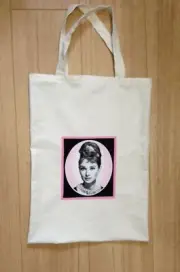Audrey Hepburn handmade library tote bag