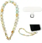 Poagoep Phone Charm with Beaded Marble, Cell Phone Lanyard, Phone Chain Strap, Wrist Strap for Women for iPhone 14/13
