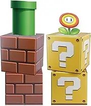 4 Pcs Big Video Game Party Boxes, 10x10x10 Inches Big Coin Brick Block Props Boxes for Game Party Decorations Supplies