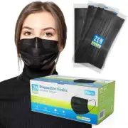 50-Pcs Disposable Face Mask Protective Masks 3 layer Melt blow Filter-BLACK AU