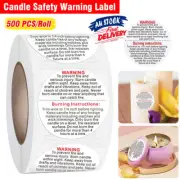 500pcs/roll Candle Safety Warning Label Candle Jar Stickers Round Wax Melting AU