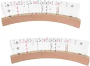 Set of 2 - Wood bent playing cards holder Solid wood card holder play card 13 "tray holder organizer with extended base stable enough card holder card game for kids, adults, small hands, seniors