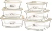 Glass Food Storage Containers with Lids Microwave Safe Set Airtight Meal Prep