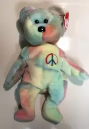 Ty Beanie Baby EXTREME RARITY Peace Bear PVC Pellets Tag Errors 1996 Retired wow