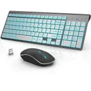 J JOYACCESS Wireless Keyboard and Mouse Combo with 7 Backlit Options,Quiet Li...