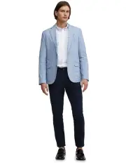 [Oxford] Milton Linen Blend Blazer in Blue
