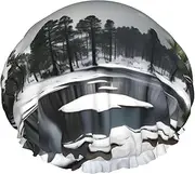 Pine Needle Tree Winter Print Various Activities Shower Cap Reusable Soft And Lightweight Bath Hair Cap Long Hair