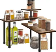 CARLA HOME 3-Tier Wooden Corner Shelf Kitchen Spice Rack Organiser Home Storage & Organisation