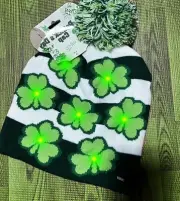 Irish St. Patrick's Day cap Small Seasons Shamrock Light Up Beanie Hat Green