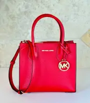 MICHAEL KORS MERCER MEDIUM SATCHEL MESSENGER LEATHER BAG BRIGHT RED