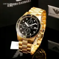 在飛比找Yahoo!奇摩拍賣優惠-ARMANI亞曼尼手錶 腕錶 AR5857男士休閒三眼計時防