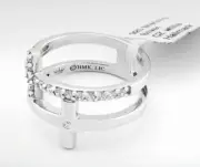 LAB WHITE SAPPHIRE CZ 0.68 Cts DOUBLE CROSS HALLMARK RING .925 Silver -NWT