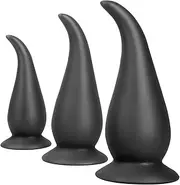 Extra Large Dildo Giant Anal Plug with Suction Cups Silicone Anal Dildo Soft Buttplug Huge Penis Sex Toy Prostate Massage Anus Dilator Vagina Masturbators for Women Men(Black Schwarz,M)