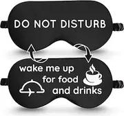 VITYA Charcoal Do Not Disturb/Wake Me Up Double-Sided Silk Sleep Mask for Women/Men | Light Blocking | Soft Breathable Sleep Eye Mask for Traveling on Airplane | Eye Mask with Elastic Strap
