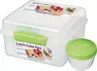 Lunch Box 2L Bento-Box Food Container Dividers & Leak-Proof Yoghurt Pot white