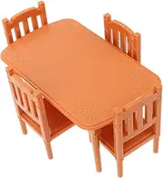 Mini Furniture Collection Small Dining Table Chairs Plastic Set for Mini Landscape Enthusiasts