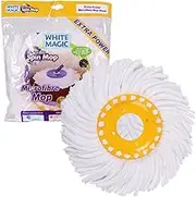 White Magic Extra Power Microfibre Mop Head – Advanced Microfibre Technology, Cleans All Hard Floor Surfaces, Durable, Chemical-Free Cleaning, 39cm Diameter