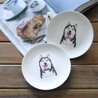 在飛比找ETMall東森購物網優惠-陶瓷卡通動物盤哈士奇狗渣盤小盤子創意早餐盤二哈水果小吃點心盤