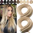 Seamless Tape In Real Remy Human Hair Extensions Skin Weft Highlight 60pcs Thick