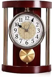 Finish Wood Top & Base,Chiming Wall Clock with Pendulum - Pendulum Wall Clock with Westminster Chimes Clock, Battery Operated, Faux Wood Pendulum Clock for Living Room, Office, Home Decor & Gift
