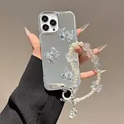 [PONRFEKT] for Samsung Galaxy A70 / A70s Case,for Women Girls Luxury Bling Butterfly Mirror Protective Cover Phone Case with Pearl Chain,HDJ