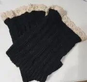 Victorian Trading O'Hara Knit Black Boot Cuff w/ Ivory Crochet Lace 43C