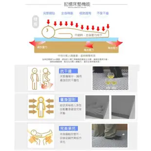 【LooCa】吸濕排汗釋壓12cm記憶床墊-共3色(單大3.5尺)