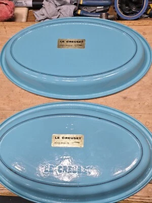 NEW!! SET Of 2 LE Creuset VINTAGE, BLUE Au Gratin Oval Bakers Enamel Cast Iron
