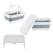 15L Collapsible Sink Multi-Function Lid Foldable Picnic Basket Sturdy Handle ...