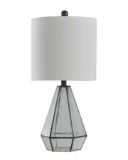 StyleCraft 23.25in Metal Cage and Glass Table Lamp