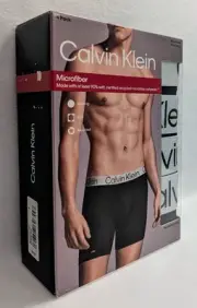 Men's SOFT Microfiber Boxer Briefs CALVIN KLEIN 4-PACK in BLACK S M L Underwear